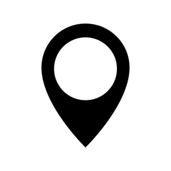 Location pin icon, map label mark black simple