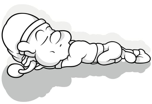 Drawing of a Leprechaun Sleeping on the Ground
