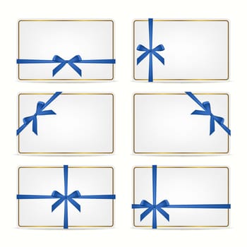 Set of gift cards with ribbons.