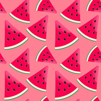 Summer watermelon seamless pattern on pink background