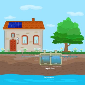 External network of private home sewage treatment system.