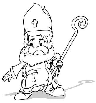 Drawing of St. Nicholas with a Staff in his Hand