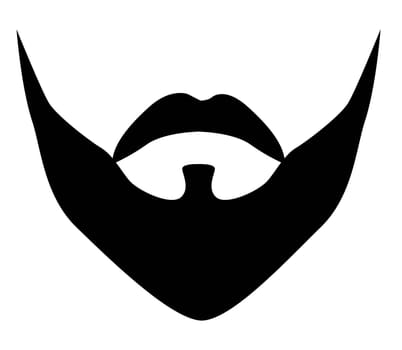 Ducktail with Moustache Beard style men illustration Facial hair mustache. Vector black male Fashion template flat