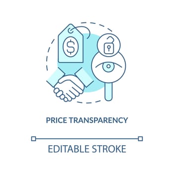 Price transparency turquoise concept icon