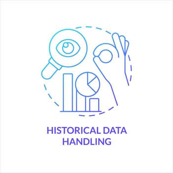 Historical data handling blue gradient concept icon