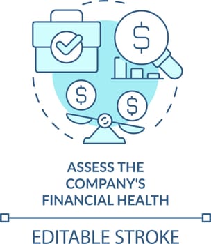 Assess company financial health turquoise concept icon