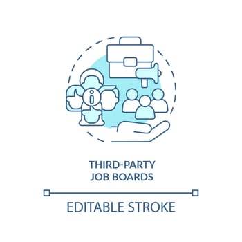 Third party job boards turquoise concept icon