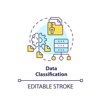 Data classification concept icon. Information organization. Data lake architecture abstract idea thin line illustration. Isolated outline drawing. Editable stroke. Arial, Myriad Pro-Bold fonts used