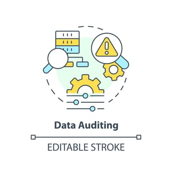 Data auditing concept icon. Tracking changes. Data lake key concept abstract idea thin line illustration. Isolated outline drawing. Editable stroke. Arial, Myriad Pro-Bold fonts used