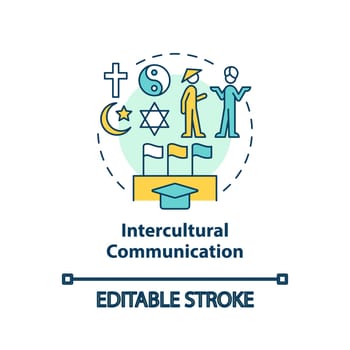 Intercultural communication concept icon. Valuing equality. Cultural diversity abstract idea thin line illustration. Isolated outline drawing. Editable stroke. Arial, Myriad Pro-Bold fonts used