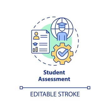 Student assessment concept icon. Education for global citizenship. Effective teaching abstract idea thin line illustration. Isolated outline drawing. Editable stroke. Arial, Myriad Pro-Bold fonts used