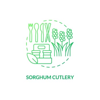 Sorghum cutlery green gradient concept icon