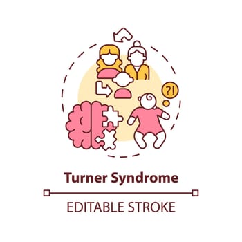 Turner syndrome concept icon. Affects only women. Hereditary disease abstract idea thin line illustration. Isolated outline drawing. Editable stroke. Arial, Myriad Pro-Bold fonts used