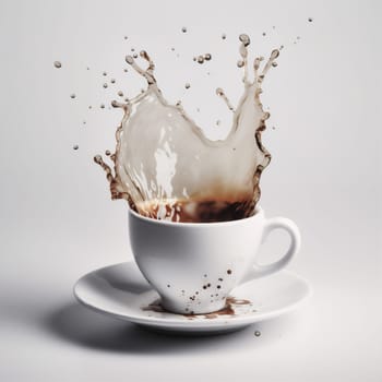 caffeine drink espresso beverage mug cup table cafe food breakfast. Generative AI.