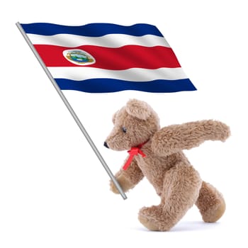 Costa Rica flag being carried by a cute teddy bear