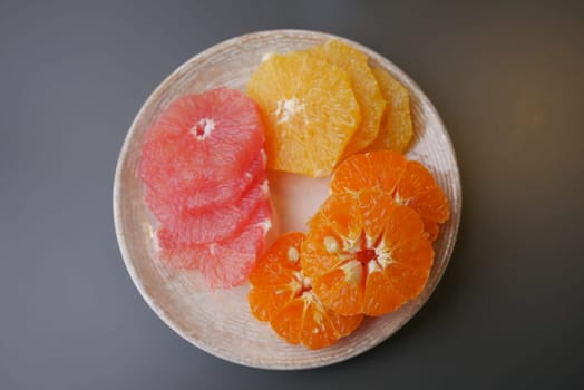 Fresh grapefruits on a plate