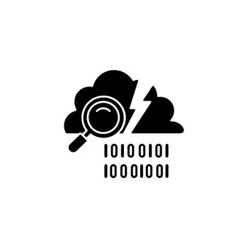 Data breach detection black glyph icon
