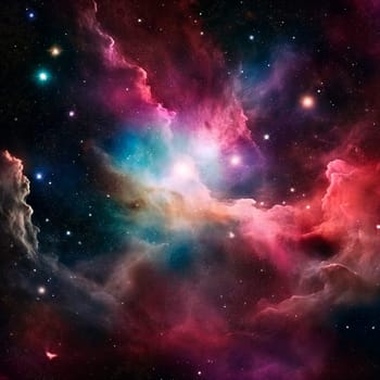 Outer space with a cosmic nebula.. AI Generative