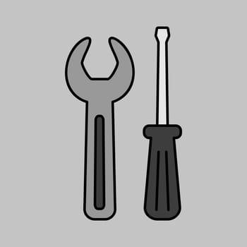 Screwdriver and wrench vector isolated icon