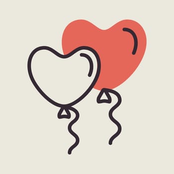Love heart balloons isolated vector icon