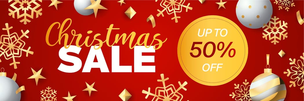 Christmas Sale banner design with discount tag