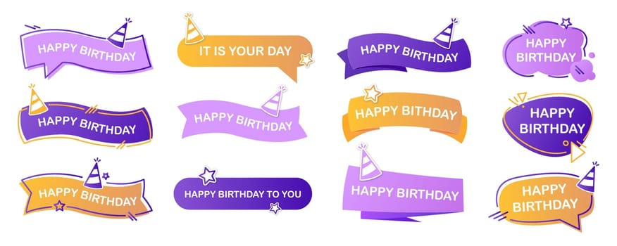 Happy birthday lettering set