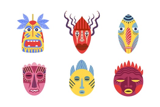 Traditional tribal masks set
