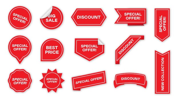 Special offer tags flat icon collection