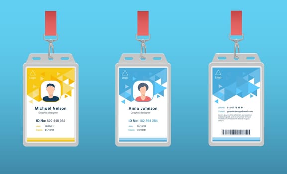 ID pass cards for event staff flat icon set