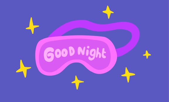 Illustration of a sleep mask with good night wish on it.