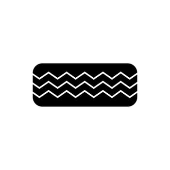 Rubber tire single black glyph icon. Vector isolated on white.