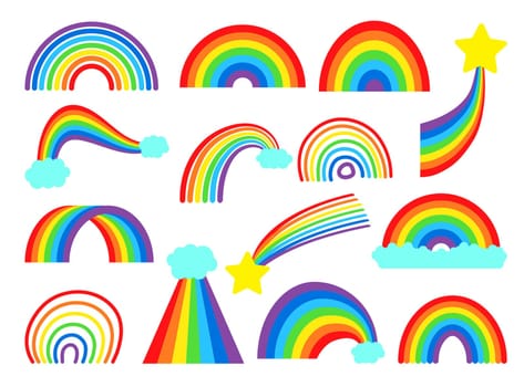 Cartoon rainbow vector collection set