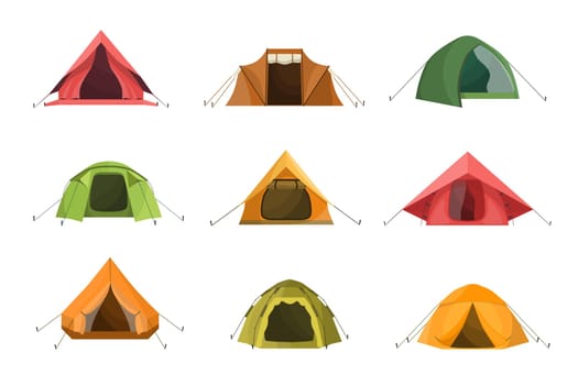 Camp tents set for adventure travel