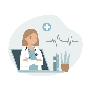 Doctor online service. Medicine and healthcare concept. Isolated vector illustration
