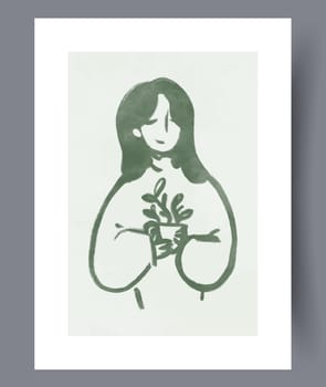 Portrait girl ecology homeplant wall art print