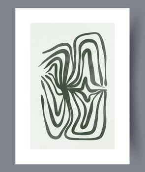 Abstract lines green seaweed wall art print. Printable minimal abstract lines poster. Contemporary decorative background with seaweed. Wall artwork for interior design.