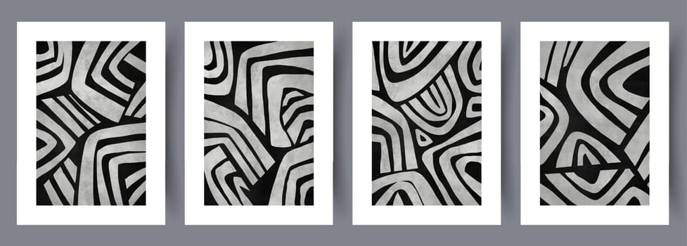 Abstract postcard minimalistic pattern wall art print. Contemporary decorative background with pattern. Set, bundle. Printable minimal abstract postcard poster. Wall artwork for interior design.
