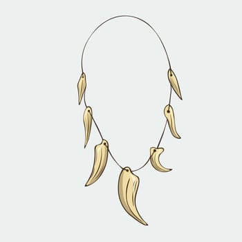 Vector illustration of a necklace of animal fangs in the style of doodle