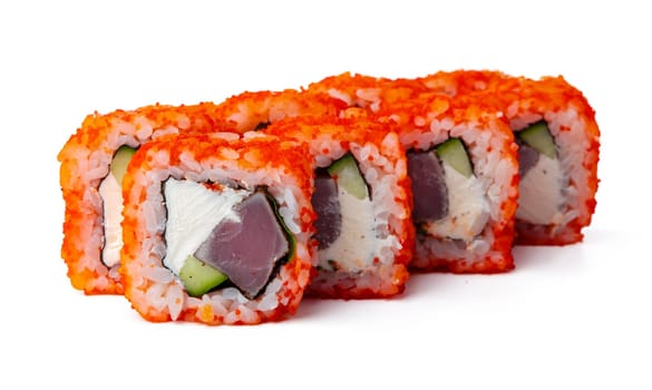 California sushi roll isolated on white background