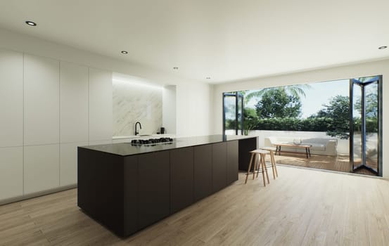 3d visualization of the interior is made in a strict minimalist style.