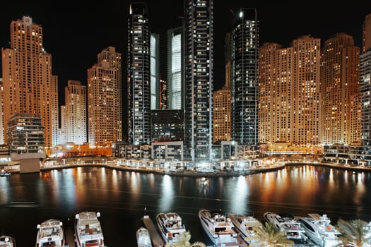 Stunning view of Dubai Marina at night