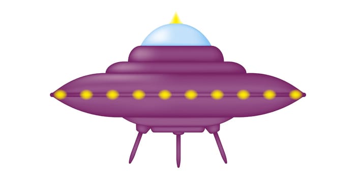 Fantastic flying saucer UFO in cartoon style