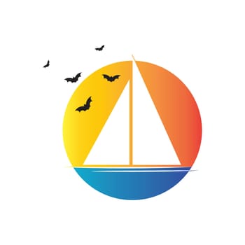Sail boat logo template vector
