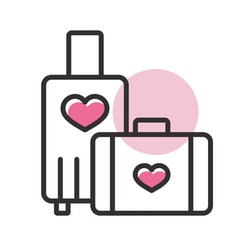 Suitcase and honeymoon on vacation wedding icon
