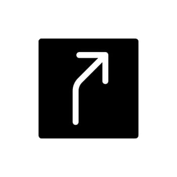 Road curves to right arrow black glyph ui icon