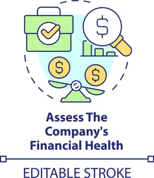 Assess company financial health concept icon