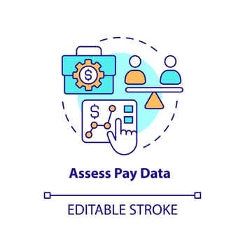 Assess pay data concept icon