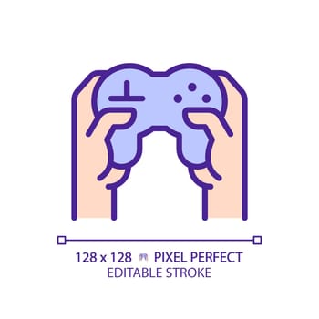 Hands with controller pixel perfect RGB color icon