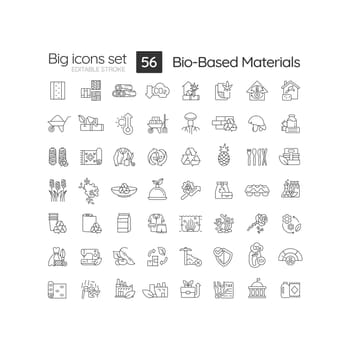 Bio based materials linear icons set