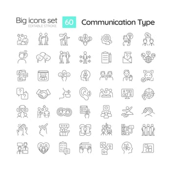 Communication type linear icons set